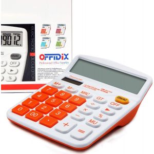 KALANKA-Office Calculatrice de Bureau Solaire et Batterie Calculatrice Électronique à Double Puissance Portable 12 Chiffres Grand Écran LCD Calculatrice Orange - Neuf