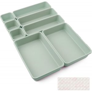 8 Pcs Organisateur Rangement Tiroir Cuisine Organiseur de Rangement Bureau Tiroir Plastique Salle avec 40 Pcs Boule Bntid&eacute;rapante en Siliconedede Bain Plateaux pour Maquillage,Cuisine(Vert) - Neuf