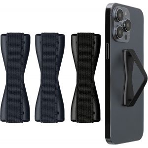 Kal-3x Support Doigt Smartphone - Accessoire Doigt Pour T&eacute;l&eacute;phone Portable - Sangle Poign&eacute;e Dos Smartphone - Metallic Zodiac Blue-Metallic Zodiac Blue-Noir - Neuf