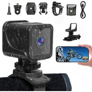 MEVRONISSHOP-Cam&eacute;ra Sport 1080P WiFi, Cam de Sport Grand Angle 120&deg;, Mini Camera &Eacute;tanche pour Casque Moto Dashcam Moto V&eacute;lo, Cam&eacute;ra Corporelle, Camera Vlog - Neuf