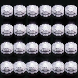 24 Pcs Mini Lumières Led Submersible,Blanc Bougies À Led Éclairage Ip68 Étanche Lamps Pour Piscine Étang Aquarium Vase Party Festival Décoration Halloween Noël - Neuf