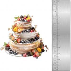 Kal-Grattoir À Gâteau En Métal, 30cm De Lissage De Bord De Gâteau Avec Échelle En Acier Inoxydable Peigne De Décoration De Cuisson Outil De Mesure Niveleur De Gâteau Pour La Cuisine À Domicile - Neuf