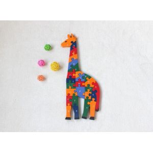 Jouets en bois Oxford Girafe Puzzle avec chiffres et lettres - Jouet éducatif 3 ans pour apprendre à compter Montessori - Grand puzzle 3D en bois 41 cm. Jeux pour apprendre l'alphabet - Neuf