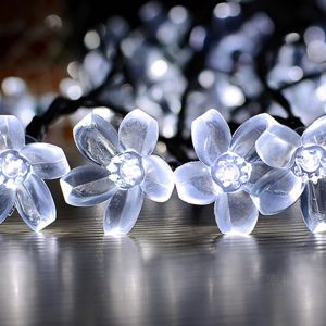 Aiou-Guirlande Lumineuse Exterieur Solaire ,-23ft 50 Led Fleurs De Cerisier 8 Modes Lumineuse Étanche Ip65,Pour Extérieur,Jardin,Patio,Cour,Pavillon,Fête,Noël (Blanc Froid) - Neuf