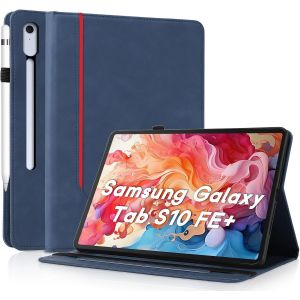 Coque Pour Samsung Galaxy Tab S10 Fe Plus/S10 Fe+-Étui Housse De Protection Cuir Pu Avec Fonction Support/Portefeuille Coque Tablette Galaxy Tab S10 Fe+ (Bleu) - Neuf