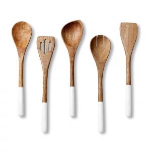 5-Pi&egrave;ce De Bois Ensemble D'ustensiles, Antiadh&eacute;sif, Coffre-Fort &Agrave; La Spatule Et Des Cuill&egrave;res En Bois Naturel Ustensiles De Cuisine Pour La Cuisson - Neuf