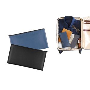 Lot de 2 pochettes zipp&eacute;es pour argent liquide, ch&egrave;ques et petits objets - Noir et bleu marine - Neuf