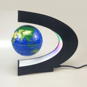 Globe terrestre flottant à lévitation magnétique avec base en forme de C, 3 planètes terrestres rotatives, lampe LED anti-gravité, cadeaux éducatifs pour enfants, décoration de bureau à domicile - Neuf