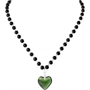Trahoo-Collier Chaîne Gothique Collier De Perle Noir Avec Pendentif Collier Punk Ras Du Cou Ajustable Femme - Neuf