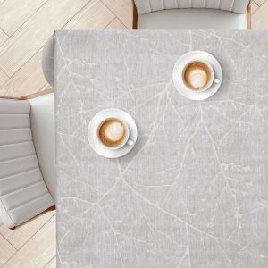 Chenquansarl-Nappe Rectangulaire En Pvc Gris Taille 200x140 Cm ¿ Housse Plastique Étanche Et Facile À Nettoyer ¿ Imperméable Vinyle Élégant Pour Table Dextérieur Motif Succursales Arborescent Calme - Neuf