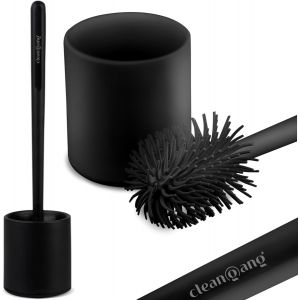 Brosse de Toilette en Silicone Noir avec Support ¿ Garniture WC ¿ Brosse de Toilette à Séchage Rapide, Design Intemporel et Facile à Nettoyer ¿ Écologique et Durable - Neuf