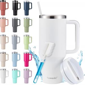 Tianyi-Gobelet Isotherme Avec Paille Et Anse De 0,9 L, Grand Gobelet Avec Couvercle Et Paille, Gobelet &Agrave; Caf&eacute; &Agrave; Emporter, En Acier Inoxydable, Portable, Pour Boissons Chaudes Et Froides - Neuf