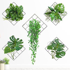 Autocollant Mural 3D En 5 Styles - Plante Monstera - Décoration Murale En Pvc Vert - Pour Chambre À Coucher,Salon,Bureau,Cuisine (10) - Neuf