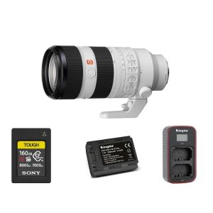 Sony FE 70-200mm f2.8 GM OSS II (SEL70200GM2) + Sony 160GB CFexpress Type A TOUGH Memory Card + Kingma 2000mAh Battery (Sony NP-FZ100) + Kingma Sony NP-FZ100 LCD Dual USB charger - Neuf