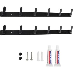 Porte Manteau Porte Manteau Mural Pat&egrave;re Murale Avec 2 Pi&egrave;ces 6 Crochets pour Salle de Bain Chambre Entr&eacute;e Cuisine Deux M&eacute;thodes D'installation - Neuf