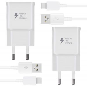 Eryi-Lot De 2 Chargeurs Rapides Et Adaptatifs Avec Câble De Charge Usb Type C De 1,5 M Pour Samsung Galaxy S22 S21 S20 S10 S10e S[182] - Neuf