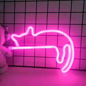 Enseigne Au Néon Pour Chat,Décoration Murale,Panneau Lumineux Led,Magasin D'animaux,Club D'animaux,Usb,Pour Chambre,Maison,Fête,Cadeau D'anniversaire - Type A Cat Pink - Neuf