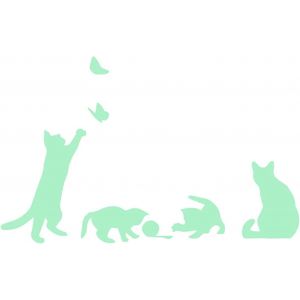 TRAHOO-Stickers muraux brillent dans le noir. Vinyle CATS décoratif 2. animaux pare-chocs. FLUORESCENTES lames décor lumineux, garçon, fille, enfant et bébé. - Neuf