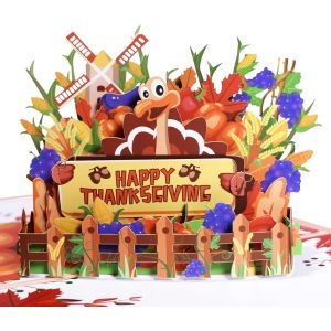 CHECARZHN--NO1-Carte Pop-Up De Thanksgiving En Turquie, Carte Pop-Up Happy Thanksgiving, Cartes De V?ux D'Automne, Cartes De V?ux De Thanksgiving, Carte D'Automne Rétro, Cartes De Citrouille D'Automn - Neuf