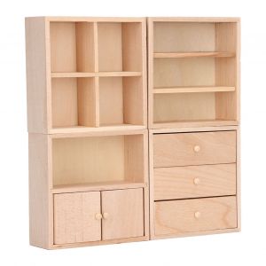 Ensemble De 4 Meubles Pour Maison De Poupee 1/12, Design Simple, Pratique, Miniature, En Bois, Realiste - Neuf