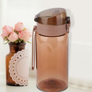 Hjlian Bouteille De Sport Portable De 500 Ml Avec Couvercle Anti-Rebond Et Corde Attachee, Ideale Pour Le Camping, Le Sport Ou Les Voyages (Cafe) - Neuf