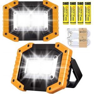Lampe De Travail Led Edasion 30 W, Projecteur Cob Rechargeable, Super Lumineux, 2 000 Lm, Portable, Éclairage De Sécurité Extérieur À Batterie, Usb, Étanche, Pour Garage, Camping-Paquet De 2 - Neuf