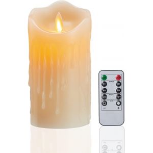 Fabur-Bougie Led, 10cm Bougies Led Alimente Par Pile, Bougie D'halloween, Cire Réelle, Bougie En Forme De Vague Bougie Vacillante Avec Télécommande Et Minuterie Pour Mariage Décoration De Vacances--I - Neuf