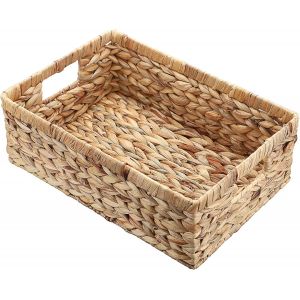 Tianyi-Panier De Rangement Tissé En Jacinthe D'eau Avec Poignée - Panier D'étagère Tressé Naturel - Imperméable - Stockage De Vêtements, Literie, Fruits, Bière, Jouets, Papiers - Produits Vivants (L) - Neuf
