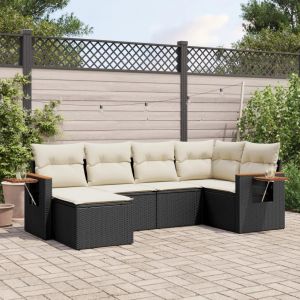 Prolenta Premium - Salon De Jardin 6 Pcs Avec Coussins Noir R&eacute;sine Tress&eacute;e - Neuf