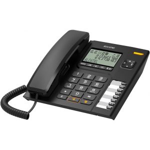 T78 - T&eacute;l&eacute;phone Fixe Filaire - Grand &Eacute;cran Alphanum&eacute;rique - Mains Libres - Blocage D'Appel - Indicateur Lumineux Pour Appel Entrant - Bouton De Rappel - 8 Touches De M&eacute;moire Directe &iquest; Noir - Neuf