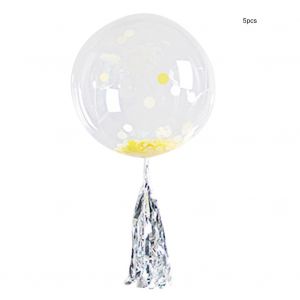 Hjlian Lot De 5 Ballons Lumineux Led Colores De 45,7 Cm Pour Decoration De Fete De Mariage, Festival, Argent - Neuf