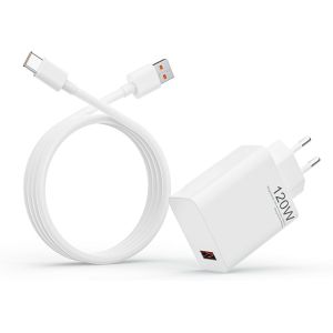THEF-Chargeur Xiaomi 120W Chargeur Rapide pour XiaoMi 14, 13, 12, 12, 13t, 12t, 12s, Redmi Note K70, K60, K50, 12, 11ProPlus, Black Shark 3, 4, 5, Poco F4, 2M 6A câble USB Type C - Neuf