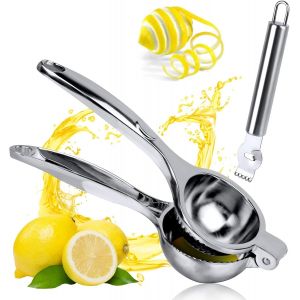 Presse Agrumes Manuel, Presse Citron Manuel &Agrave; Levier, Presse Citron Presse-Agrumes Fabriqu&eacute; En Alliage De Zinc, Presse Orange Manuel De 7 Cm De Diam&egrave;tre Pour Cuisine, Bar (Argent&eacute; 2p) - Neuf