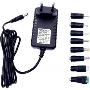 TIANYI-9V AC Auf DC Adapter mit 8 DC Steckeradaptern, 9V 2A Netzteil, 9 Volt 2 Ampere Netzteil Ladekabel, Adapter Wechselrichter Ladegerät Transformator für Drucker, CCTV Kamera - Neuf