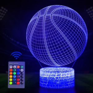 Basketball Veilleuse Enfant, 3d Lampe Dambiance Tactile &Agrave; Illusion Doptique Led Avec T&eacute;l&eacute;commande, Basket Cadeau Pour Enfants Gar&ccedil;on Filles, 16 Couleurs Accessoire Cadeaux De No&euml;l D&eacute;coration - Neuf