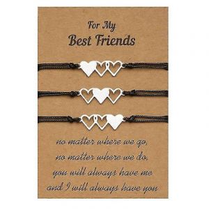 3pieces / Set Sister Matching Bracelets Avec Carte Promesse Distance Bracelets Filles Amitié Anniversaire Cadeau Bijoux Bangle - Neuf