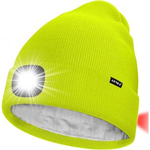Unisexe 8 Led Bonnet Lampe Frontale,Usb Rechargeable Rouge Feu Arrière Clignotant Chapeau De Course Lumière Chaud Polaire Doublée Tricot Bonnet Cadeaux Pour Hommes Et Femmes - Neuf