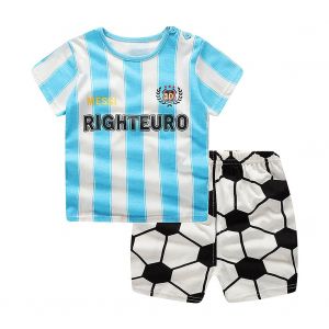 Ensemble D'ete Pour Bebe, T-Shirt A Manches Courtes Et Short, Joueur De Football (80) - Neuf