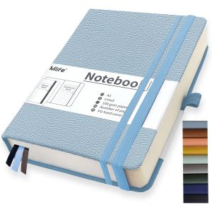 Eryi-A5 Carnet De Notes De Journal Épaissi,360 Pages Et 100g/M² De Papier Résistant À L'encre,Carnets De Notes Avec Pochette Pliante Pour Le Bureau École Maison Écriture&notes(Bleu Clair) - Neuf