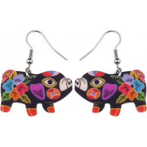 Kal-Boucles D'oreilles Pendantes En Acrylique En Forme De Cochon De Dessin Anim&eacute; Pour Femme Et Enfant - Neuf