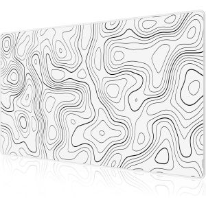 TIANYI-Grand tapis de souris de gaming XXL, en caoutchouc antidérapant et imperméable, pour PC, étude, ordinateur portable, ordinateur gaming, maison, blanc, motif topographique, 900 x 400 mm - Neuf