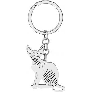 KAL-Porte-Cl&eacute;s Chat En Acier Inoxydable Cadeaux Mignon Chat Pour Femme Filles Porte-Cl&eacute;s Chat Porte-Monnaie Cl&eacute;s De Voiture Charms - Neuf