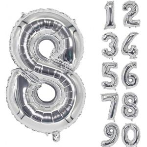 SJZG-Grands Ballons En Aluminium En Forme De Chiffre Pour D&eacute;coration De F&ecirc;te D'Anniversaire, F&ecirc;te Pr&eacute;natale, Anniversaire De Mariage - 101,6 Cm - Argent&eacute; - Neuf