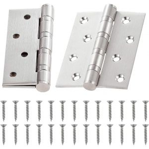 Lot de 2 charni&egrave;res de porte ext&eacute;rieures en acier inoxydable avec roulement &agrave; billes - 100 x 76 x 13 mm - Charni&egrave;res massives avec vis - Charni&egrave;res ext&eacute;rieures en acier inoxydable pour porte, fen&ecirc;tre, - Neuf