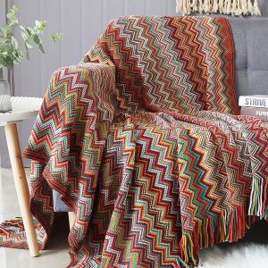 Ulteronixshop-Couverture Tricot&eacute;e Gland Jet&eacute;s De Lit Couleur Pied-De-Poule Boh&egrave;me Plaid Chaud Jet&eacute; Tapis &Agrave; La Mode Doux Couverture Jet&eacute; De Canap&eacute; Couvre-Lit D&eacute;corative 130x170cm - Neuf