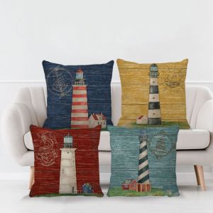 Lot De 4 Housses 45*45cm Style P Coussin Coton Et Lin Canapé Ho - Neuf