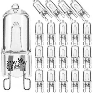 Lot De 20 Ampoules Halogenes G9, 25 W, Transparentes, A Intensite Variable, Blanc Chaud 2800 K, Pour Lustres, Suspensions, L - Neuf