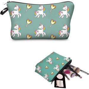 MAA-1 Pcs Sac à cosmétiques pour fille - Sac à cosmétiques licorne Trousse de toilette imperméable pour femme Cadeau de voyage Outils cosmétiques Petit sac à cosmétiques - Neuf