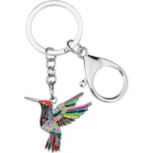 Kal-Porte-Cl&eacute;s Colibri Volant En Alliage De Zinc &Eacute;maill&eacute; Strass Oiseaux Bijoux Cadeaux Pour Femmes Filles Porte-Monnaie Clef - Neuf