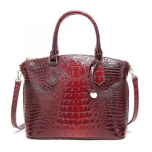 Les femmes de Gros Sacs &agrave; main Vegan en Cuir Motif Crocodile Sac &agrave; Bandouli&egrave;re avec Poign&eacute;e Haut de la page 295-raisin rouge - Neuf
